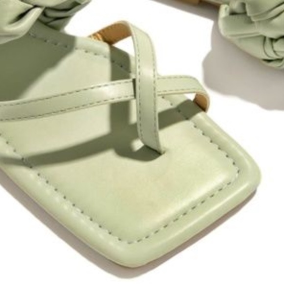 Braided Square Toe Sandals in Sage - Picture 3 of 6